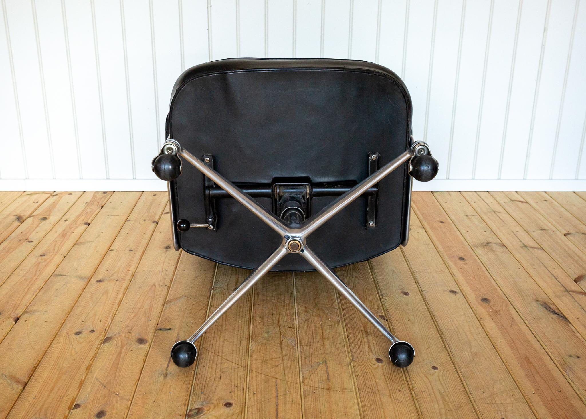 1960er Jahre Eames 3474 Time Life Executive Lobby Desk Chair Vitra Office Schwarzes Leder im Angebot 12