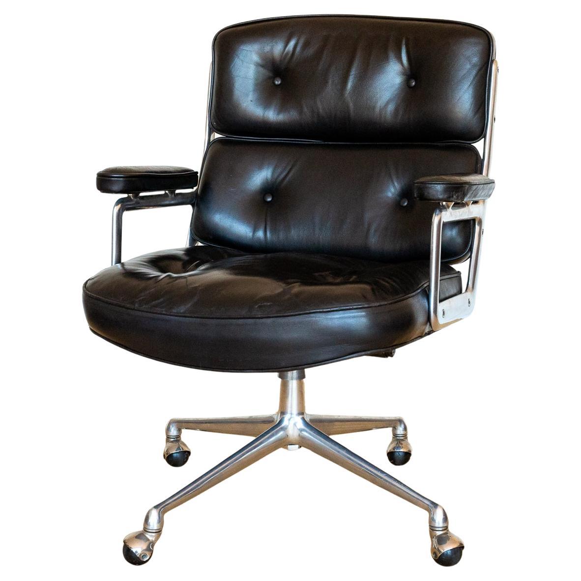 1960 Eames 3474 Time Life Executive Lobby Desk Chair Vitra Office Pelle Nera