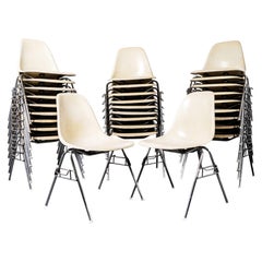 1960's Eames DSS Stacking Off White Fibreglass Chair