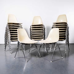 1960's Eames DSS Stacking Off White Fibreglass Chair-set of 6