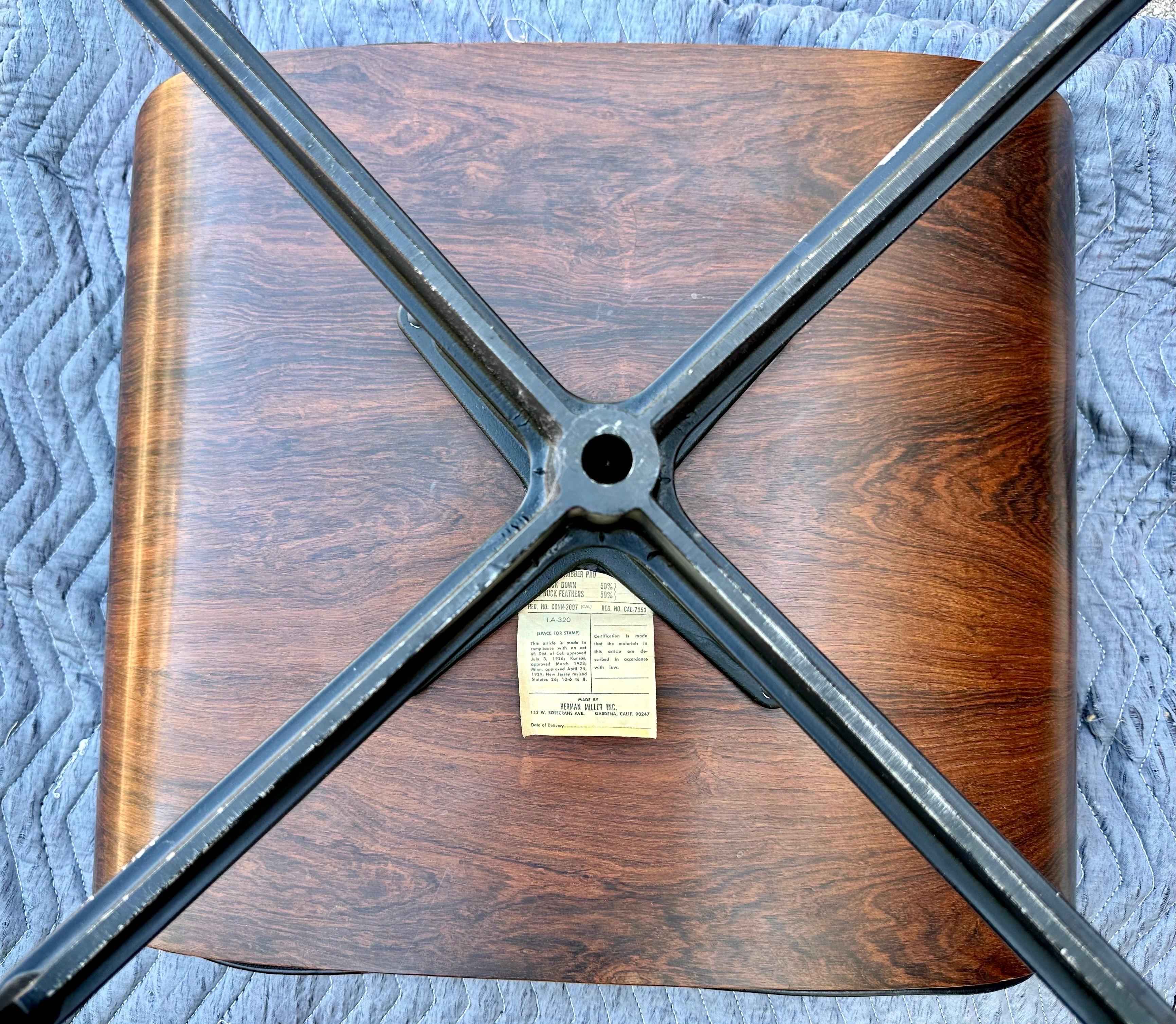 Mid-Century Modern 1960s Eames Herman Miller 671 Rosewood Ottoman Down Filled Lounge Chair Original