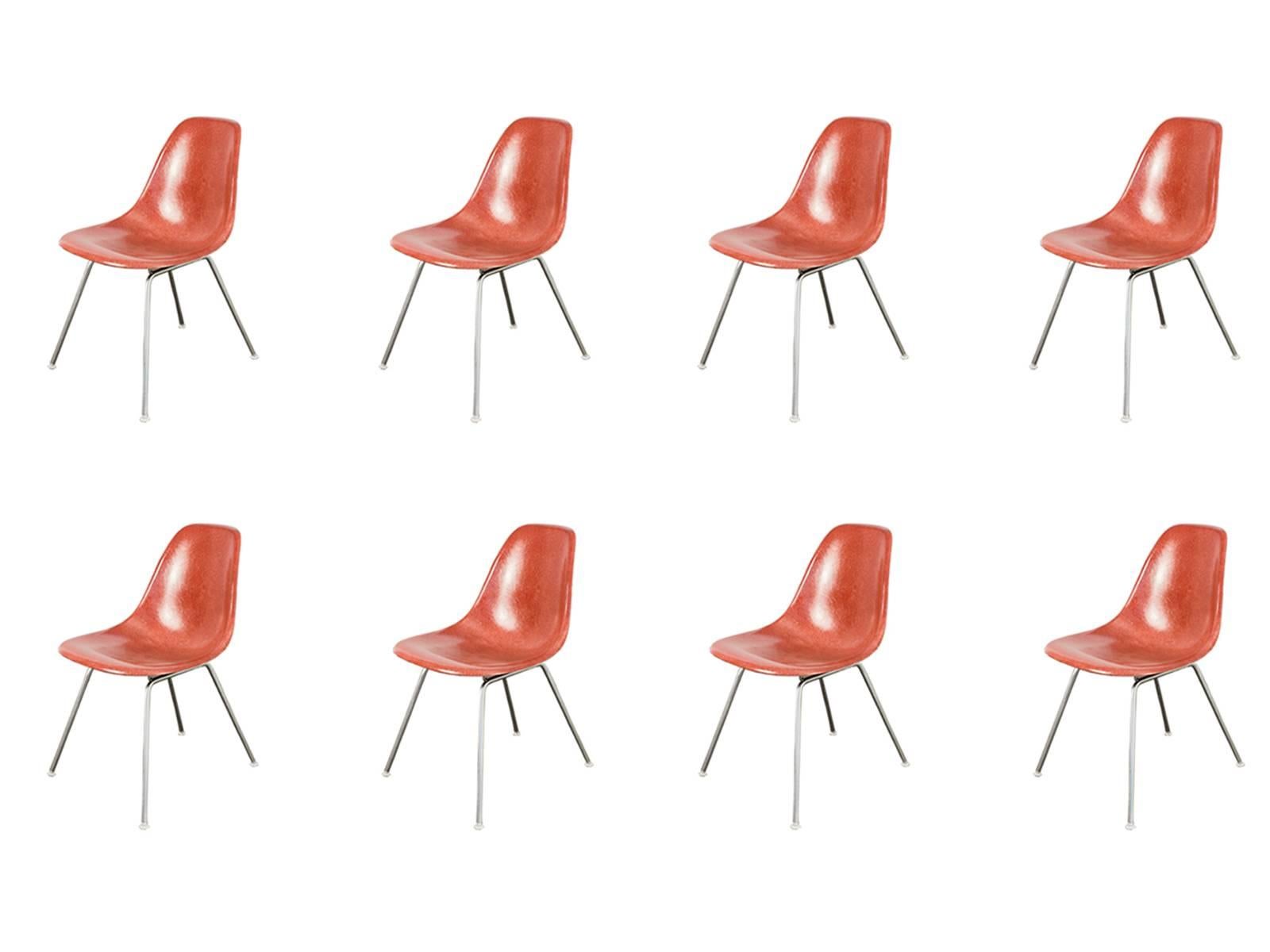 Eames für Herman Miller: Terrakotta-Muschelstuhl aus Glasfaser im Angebot 3