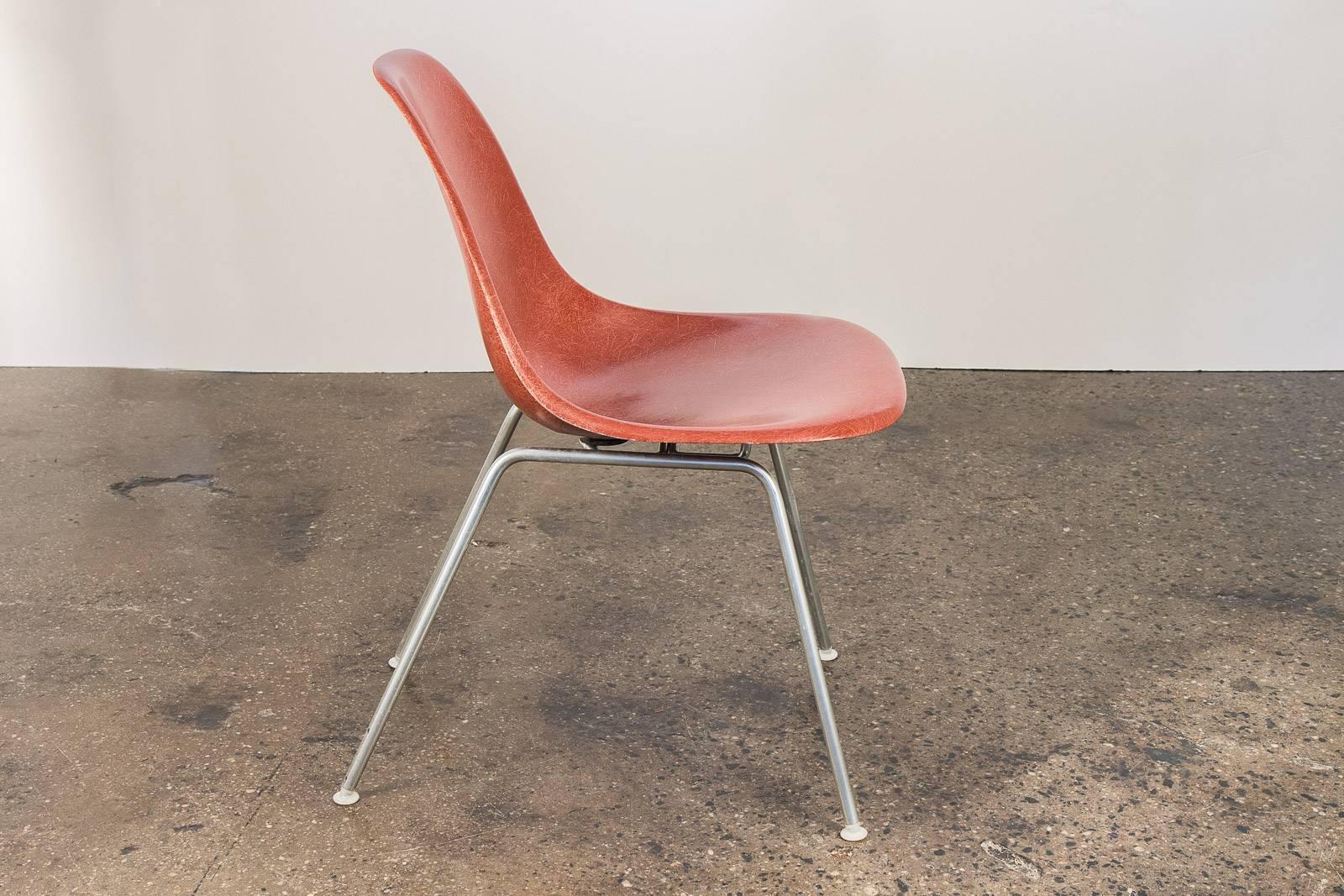 Molded Eames for Herman Miller Terracotta Fiberglass Shell Chair For Sale