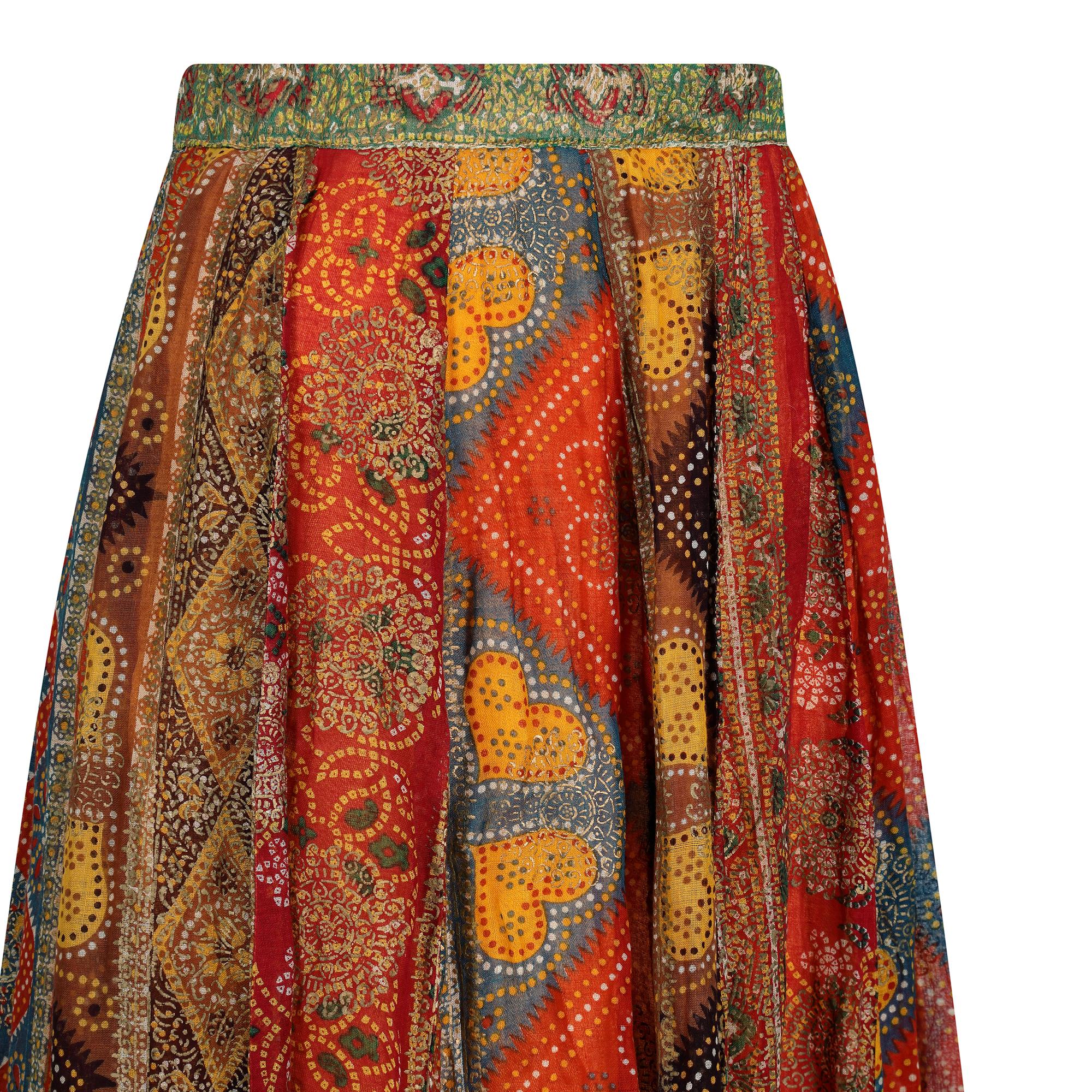 1960s Early 1970s Block Print Indian Boho Skirt In Excellent Condition In London, GB
