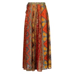 1960s Early 1970s Block Print Indian Boho Skirt