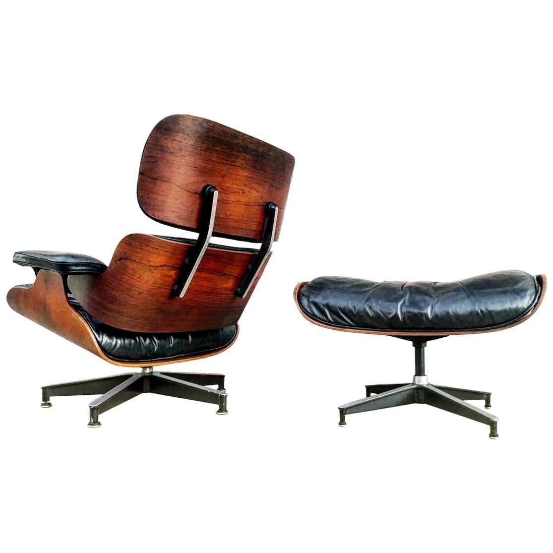 1960s Early Herman Miller Eames Lounge and Ottoman