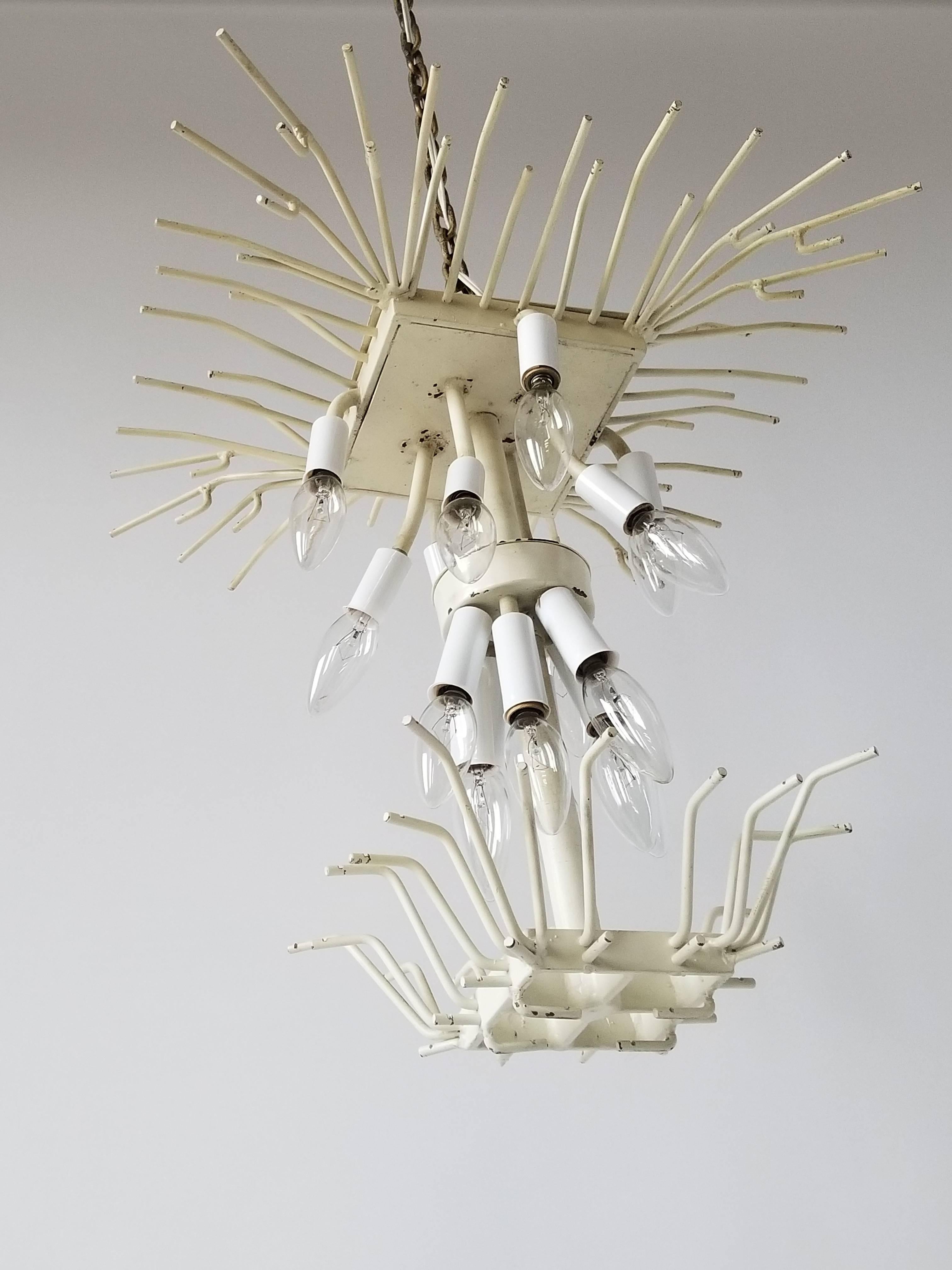 1960s Early Venini Amber and Clear Glass Prisms Chandelier, Italy For Sale 4