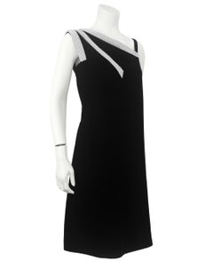 1960's Early Victor Costa Black Velvet and Rhinestone Cocktail Dress