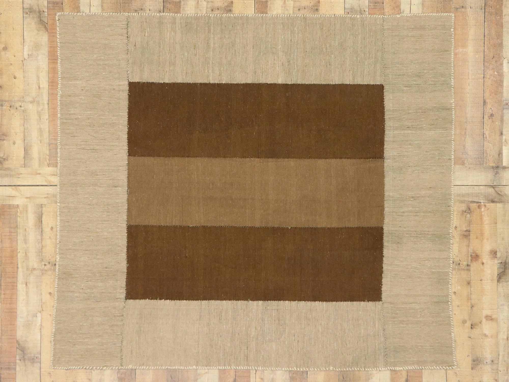 1960's Earth-Tone Persian Mazandaran Kilim Carpet with Modern Style im Angebot 1