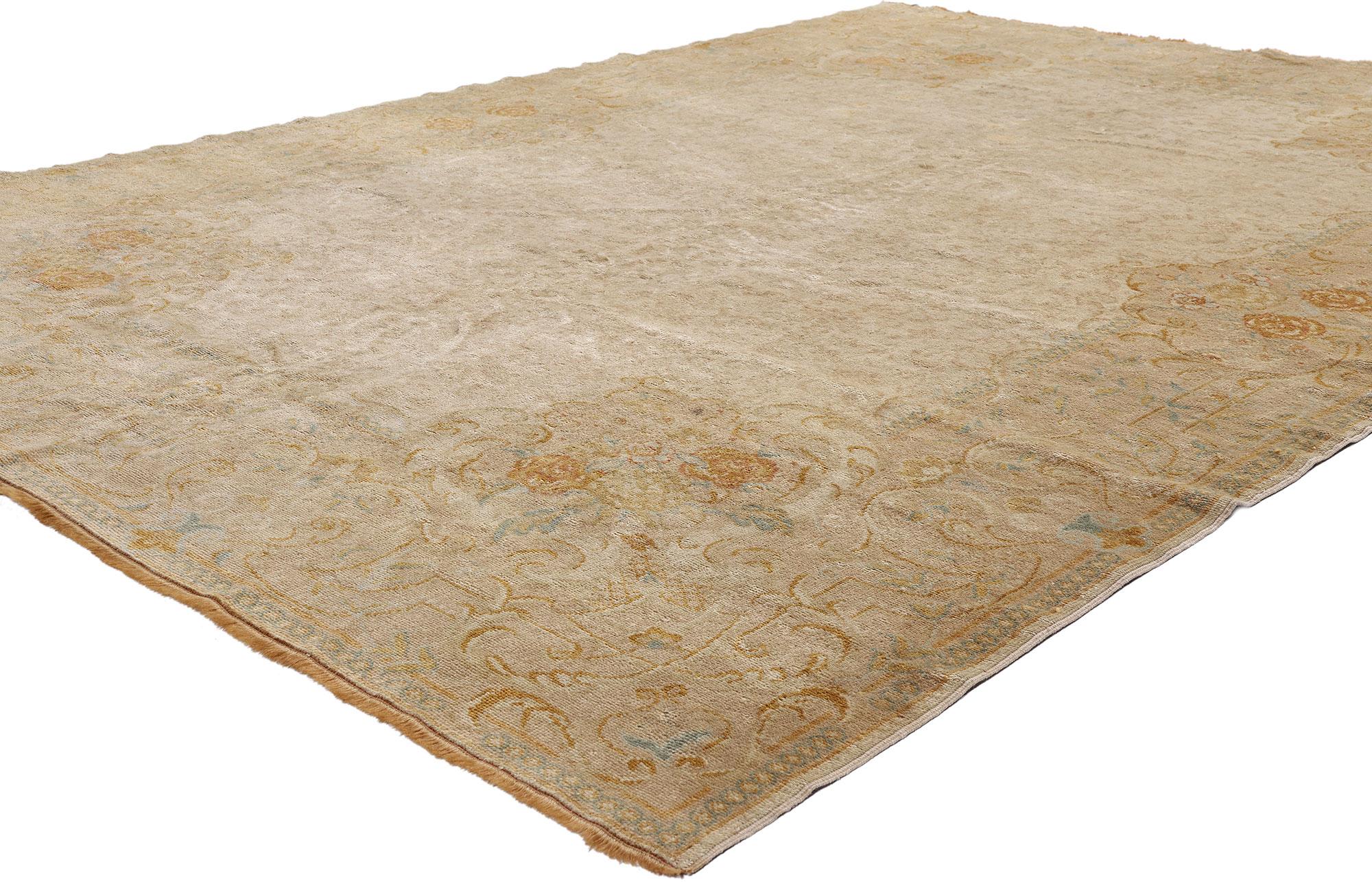 Alfombra turca de Oushak en tonos tierra de los años 60 con estilo moderno Anudado a mano en venta