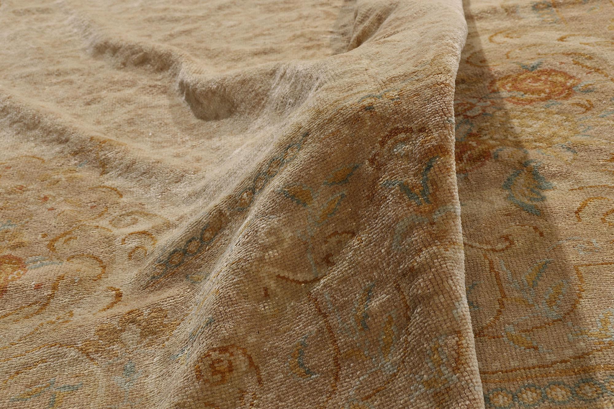 Alfombra turca de Oushak en tonos tierra de los años 60 con estilo moderno en venta 2