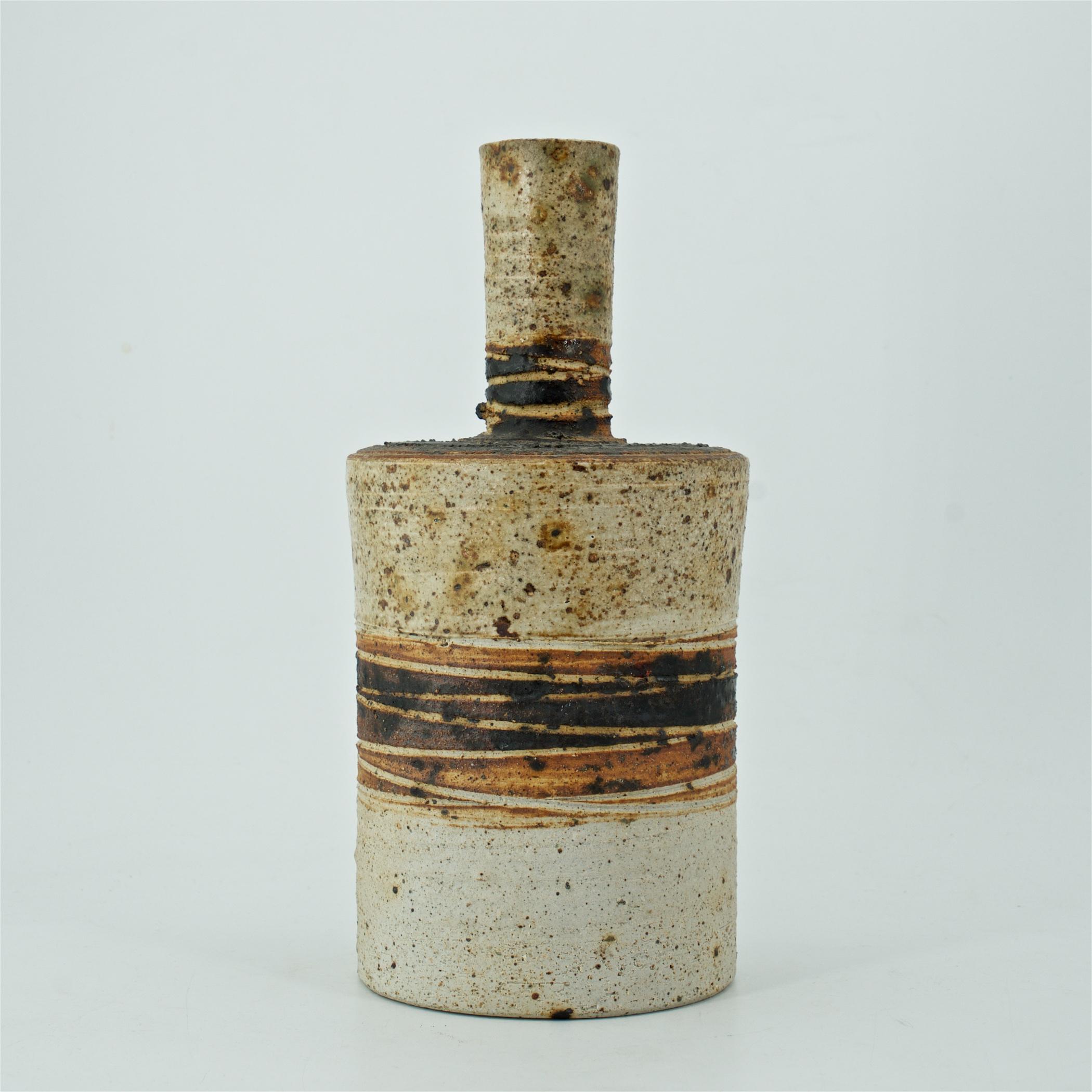 Hand-Crafted 1960s Earthy Danish Stoneware Vase Cabinmoden Farmhouse Rustic Midcentury