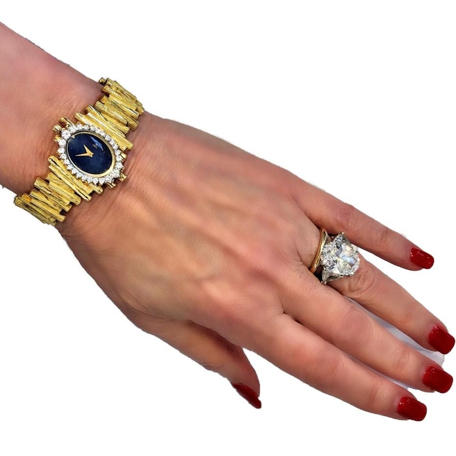 1960s Ebel Watch with Lapis Lazuli Dial and Diamond Bezel In Good Condition In Palm Beach, FL