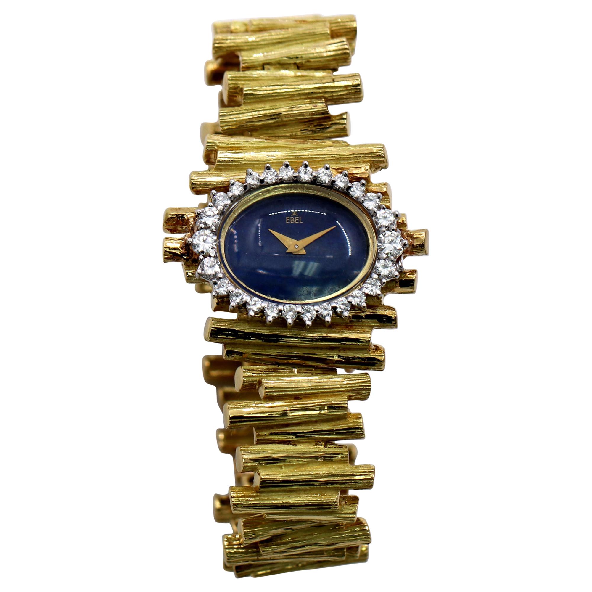1960s Ebel Watch with Lapis Lazuli Dial and Diamond Bezel