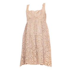1960S Ecru Silk & Lurex Lace Babydoll Cocktail Dress