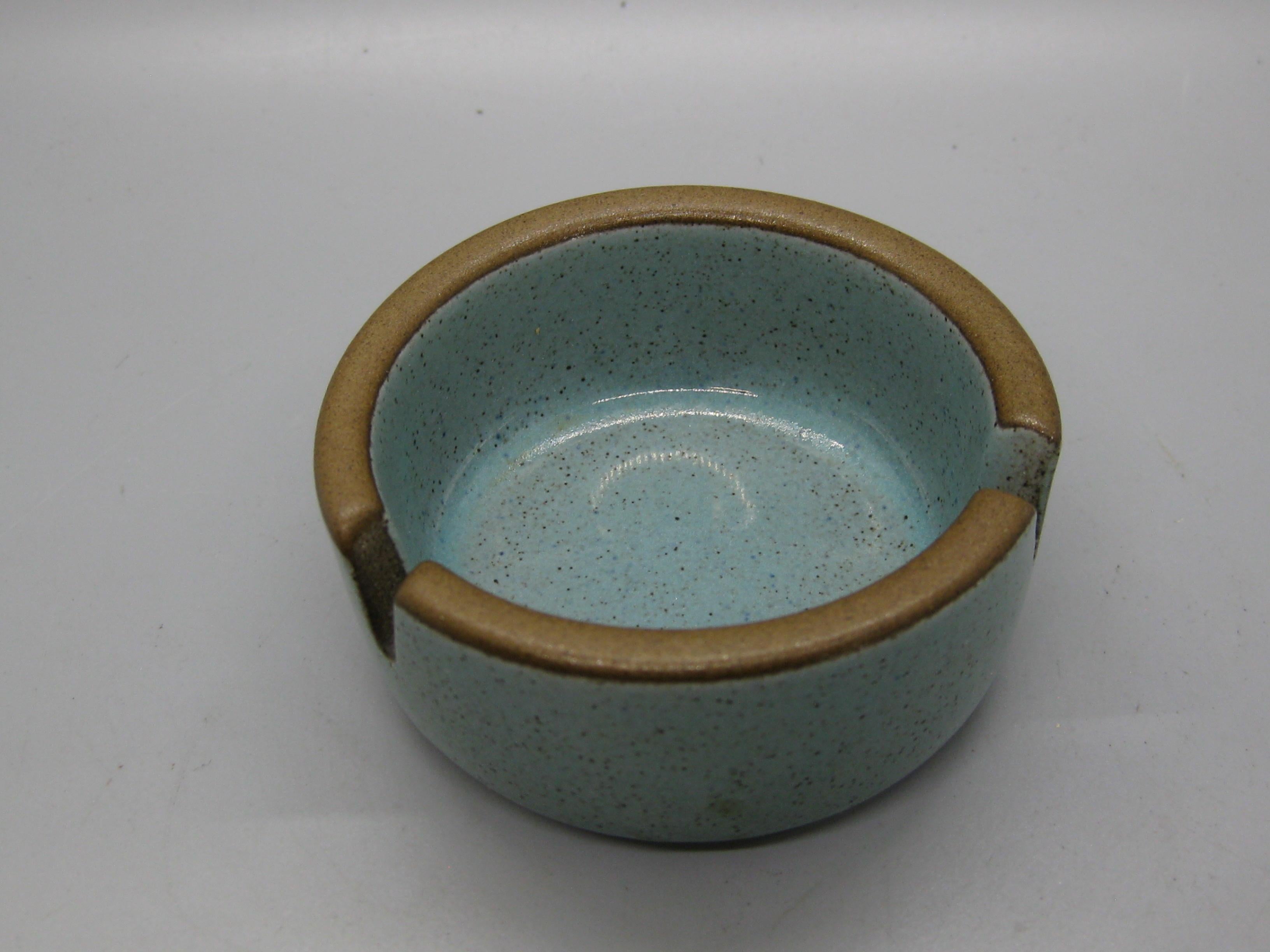 American 1960's Edith Heath Mid-Century Ceramic California Pottery Turquoise Ashtray For Sale