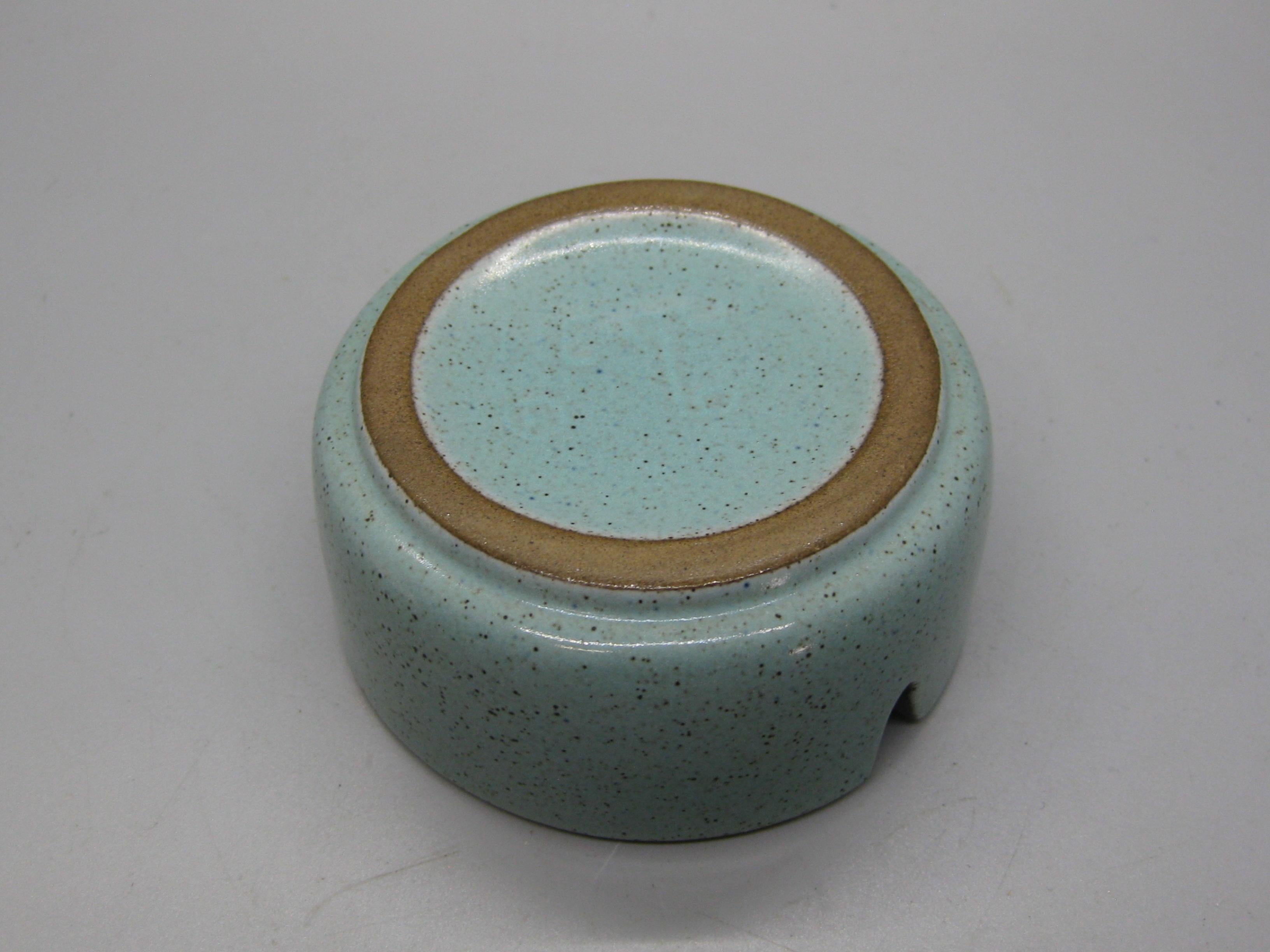 Lucite 1960's Edith Heath Mid-Century Ceramic California Pottery Turquoise Ashtray For Sale