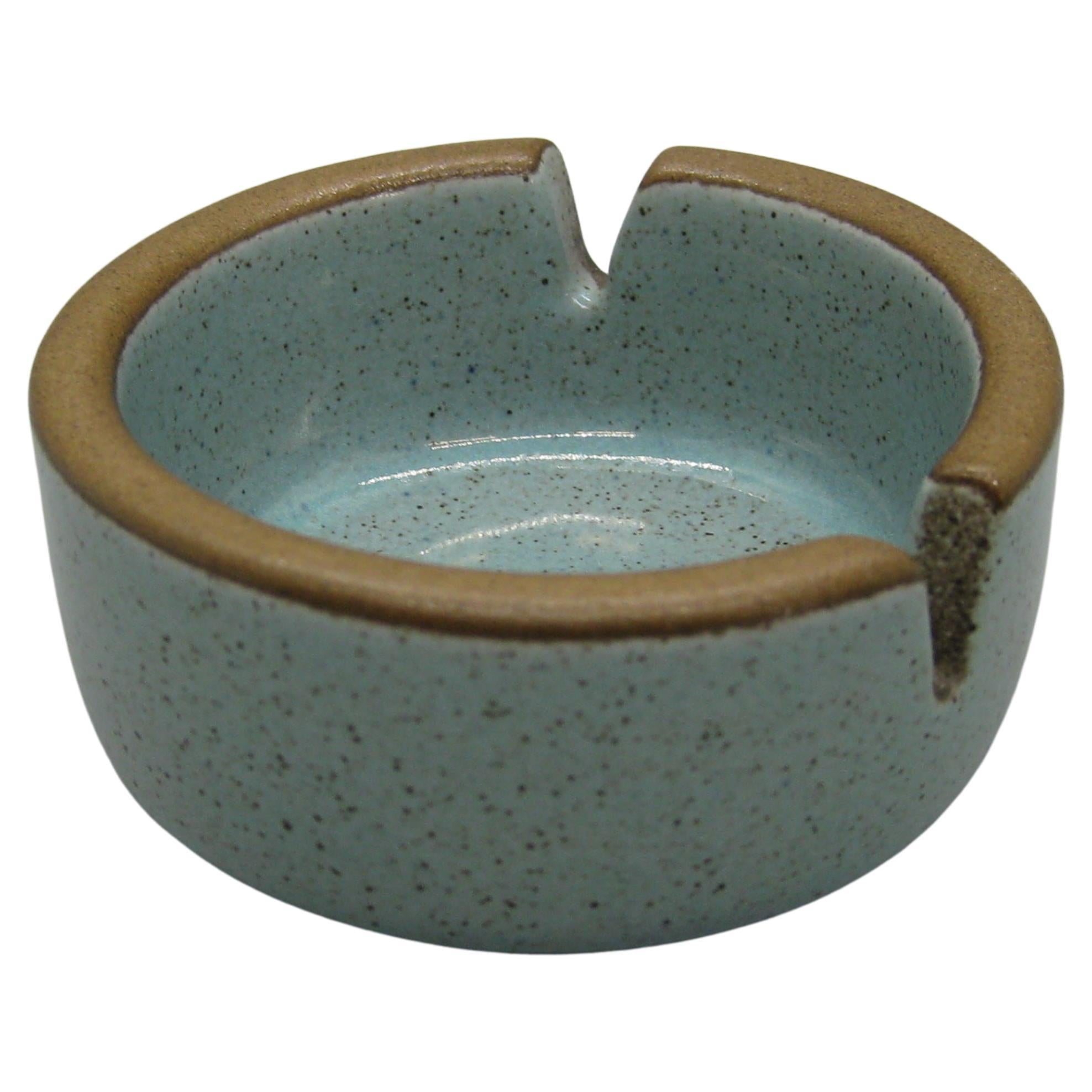 1960's Edith Heath Mid-Century Ceramic California Pottery Turquoise Ashtray For Sale