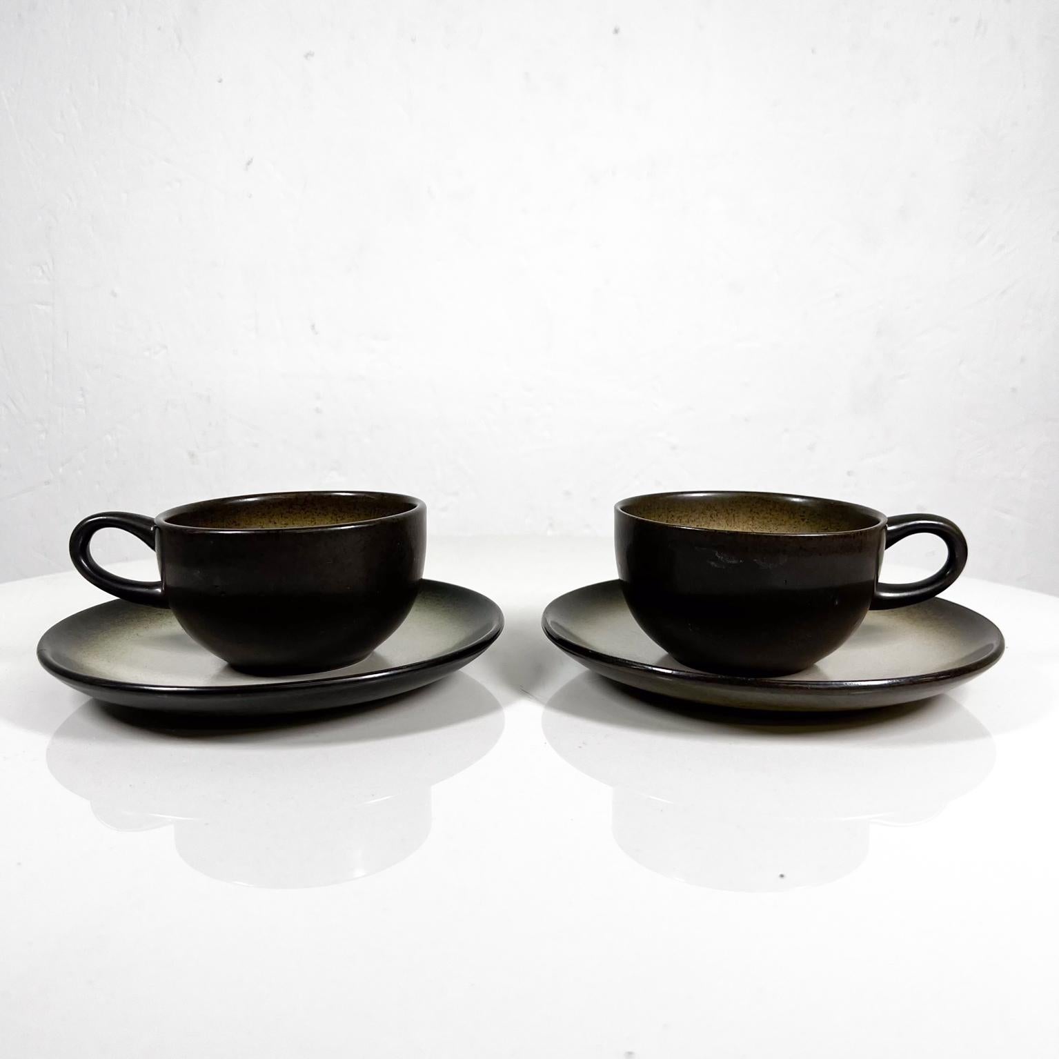 1960s Edith Heath Pottery Sea Sand Two Coffee Cups with Saucers 3