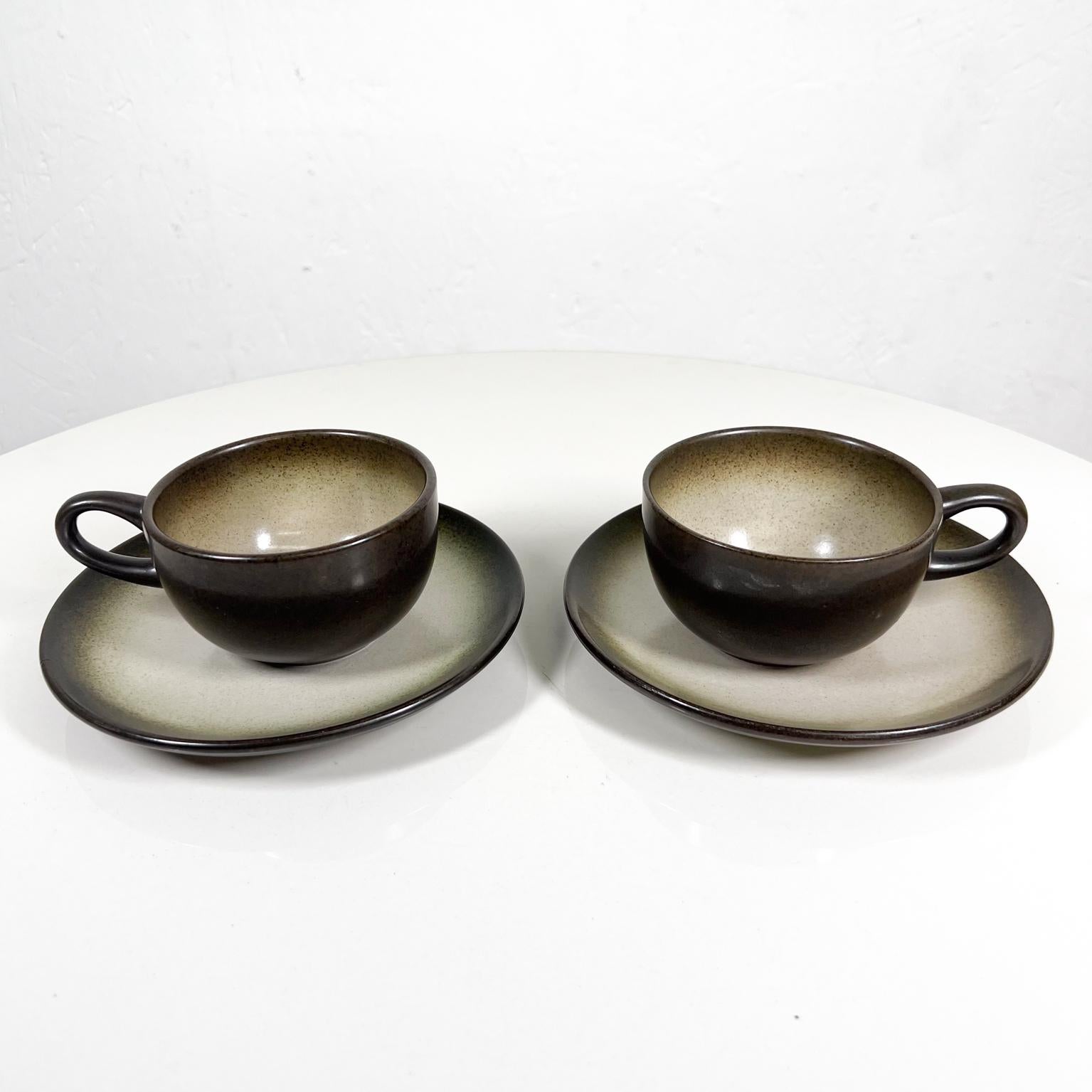 1960s Edith Heath Pottery Sea Sand Two Coffee Cups with Saucers 4