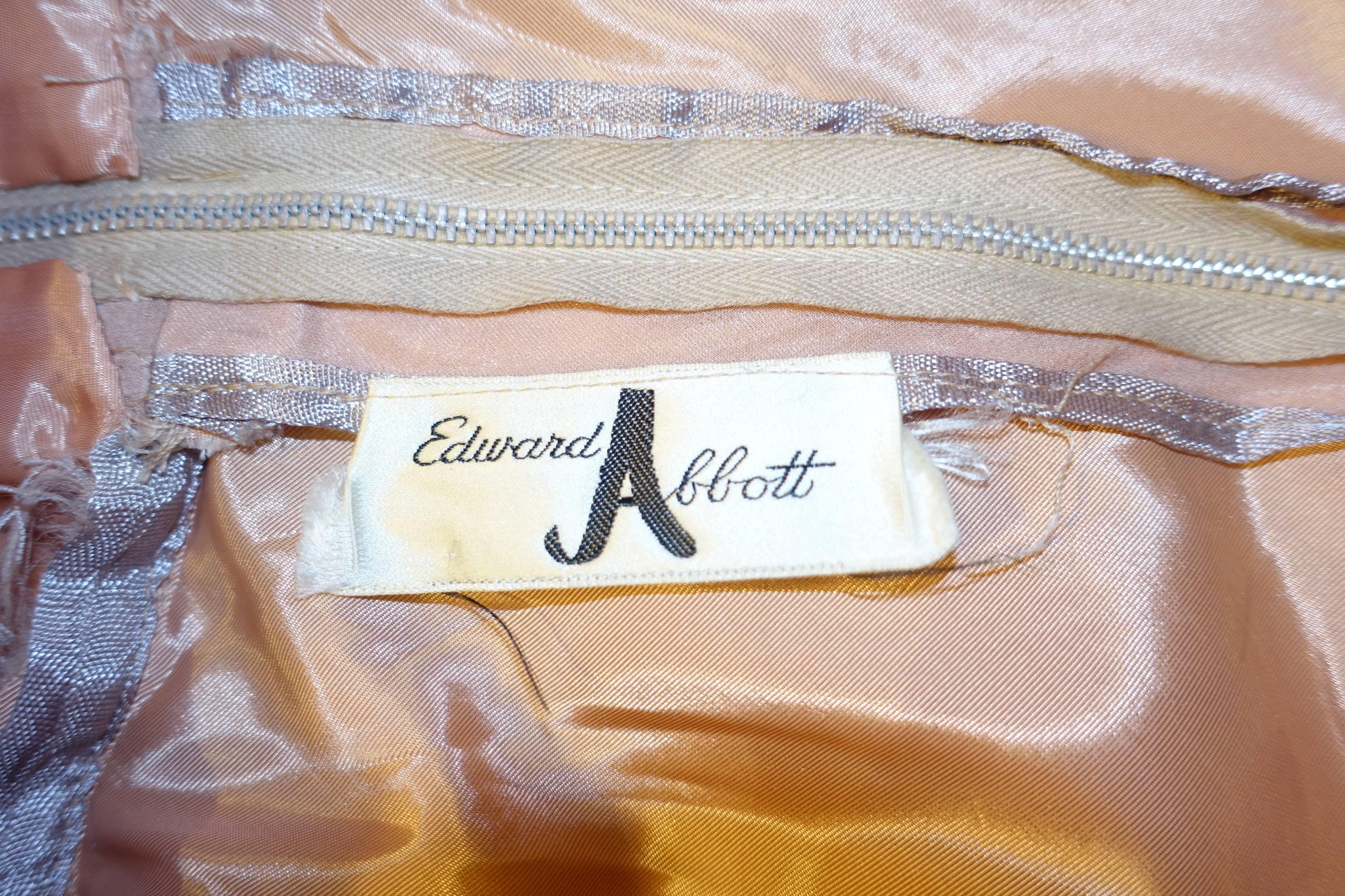 1960er Edward Abbott Dusky Pink Kleid aus Spitze und Seidenchiffon Damen im Angebot