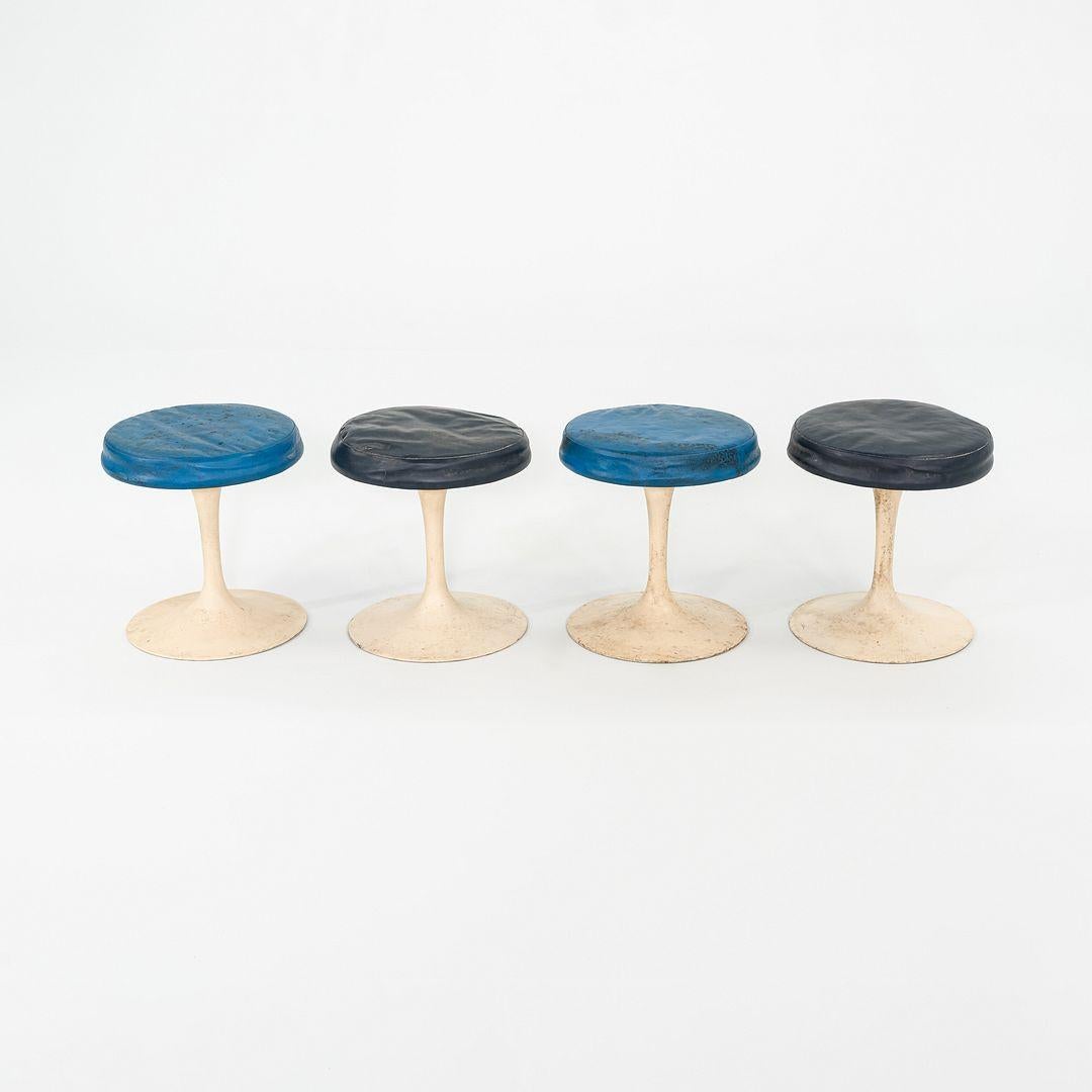 Aluminum 1960s Eero Saarinen for Knoll 152 White Tulip Stools 4x Available For Sale