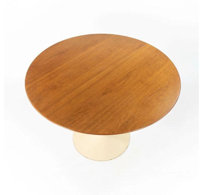 Modern 1960s Eero Saarinen for Knoll 42 in Wood Dining Table in Walnut w Off White Base For Sale