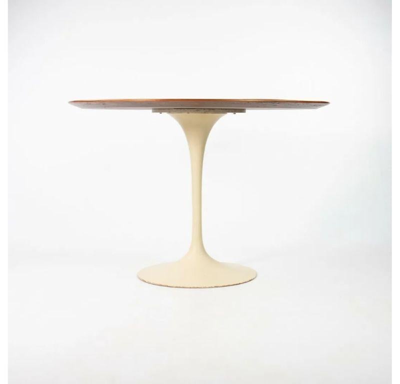 American 1960s Eero Saarinen for Knoll 42 in Wood Dining Table in Walnut w Off White Base For Sale