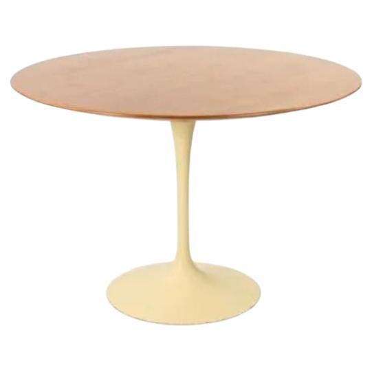 1960s Eero Saarinen for Knoll 42 in Wood Dining Table in Walnut w Off White Base For Sale