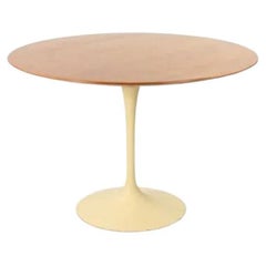 Retro 1960s Eero Saarinen for Knoll 42 in Wood Dining Table in Walnut w Off White Base