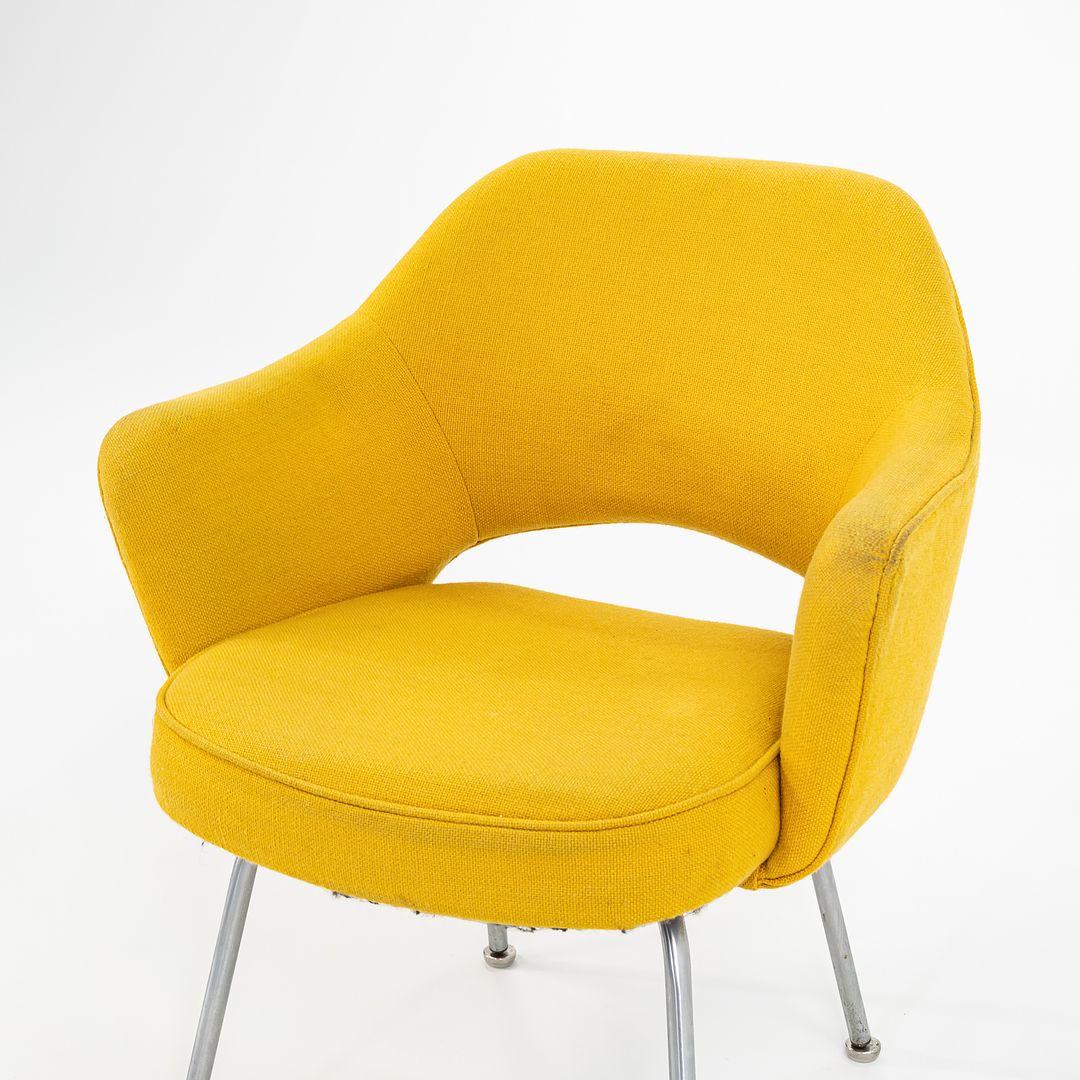 1960s Eero Saarinen for Knoll Executive Arm Chair in Yellow Hopsack Fabric For Sale 3