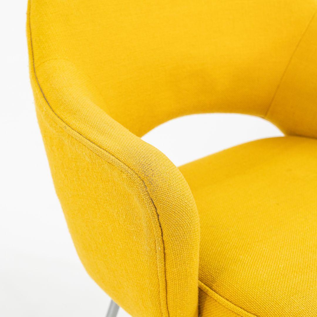 1960s Eero Saarinen for Knoll Executive Arm Chair in Yellow Hopsack Fabric For Sale 4