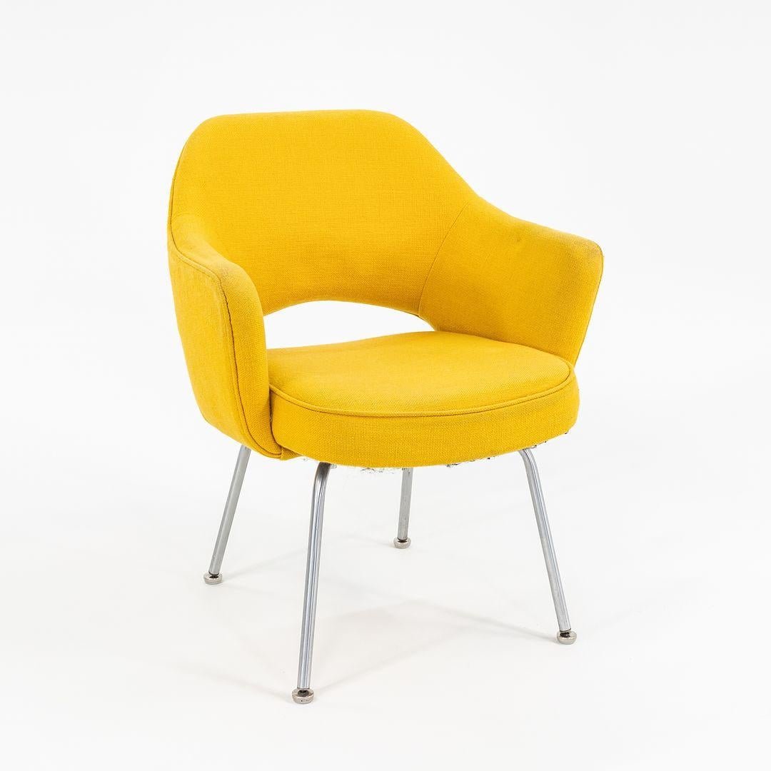Modern 1960s Eero Saarinen for Knoll Executive Arm Chair in Yellow Hopsack Fabric For Sale