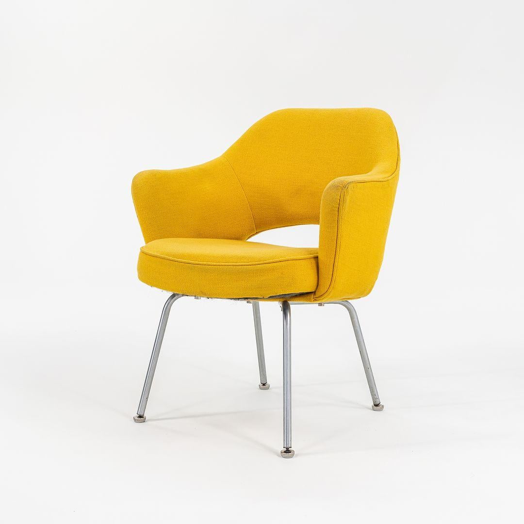 American 1960s Eero Saarinen for Knoll Executive Arm Chair in Yellow Hopsack Fabric For Sale