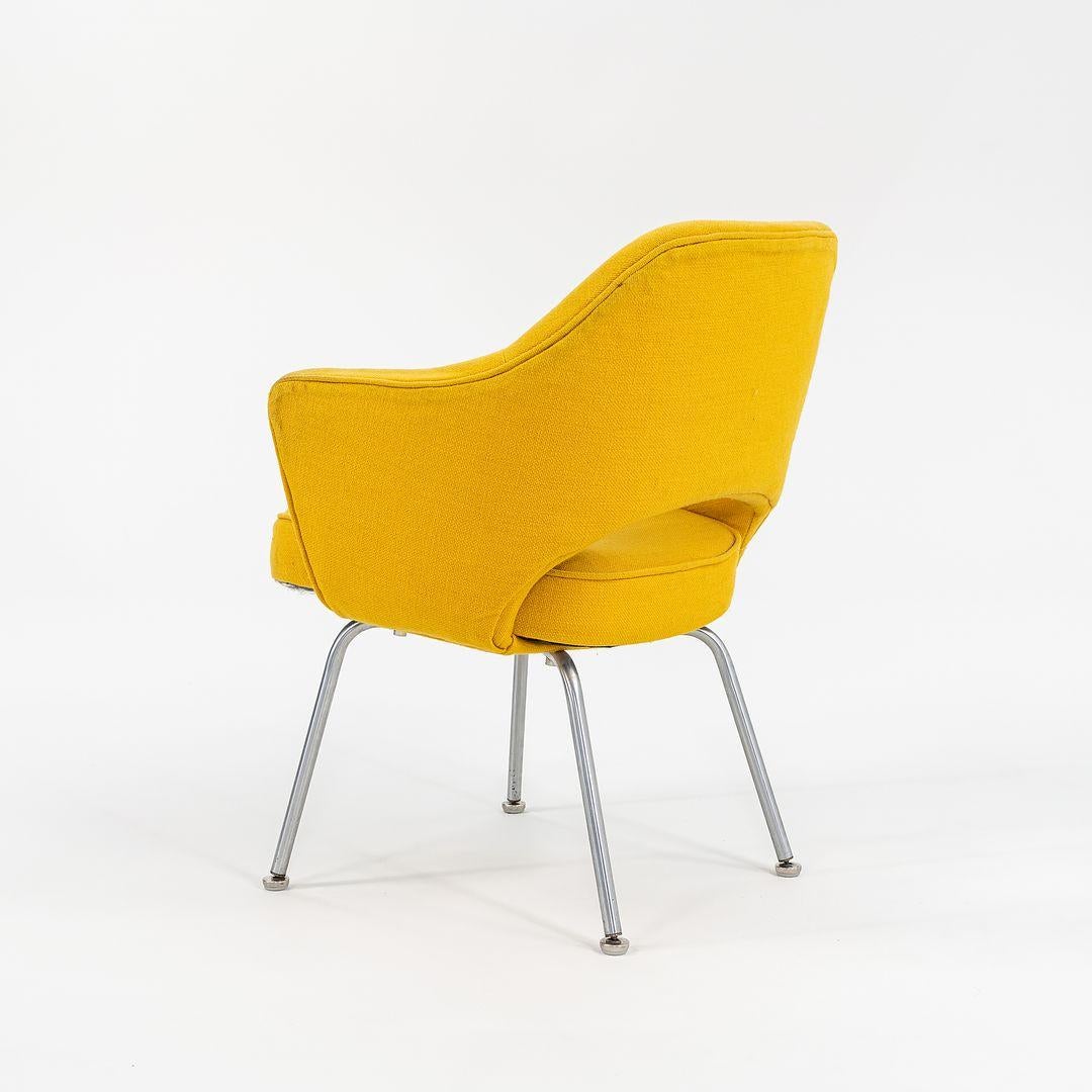 Mid-20th Century 1960s Eero Saarinen for Knoll Executive Arm Chair in Yellow Hopsack Fabric For Sale