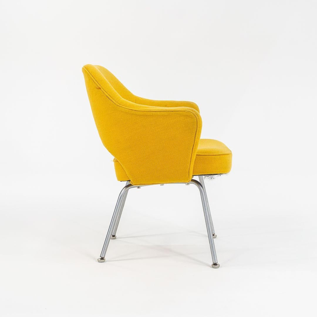 Steel 1960s Eero Saarinen for Knoll Executive Arm Chair in Yellow Hopsack Fabric For Sale