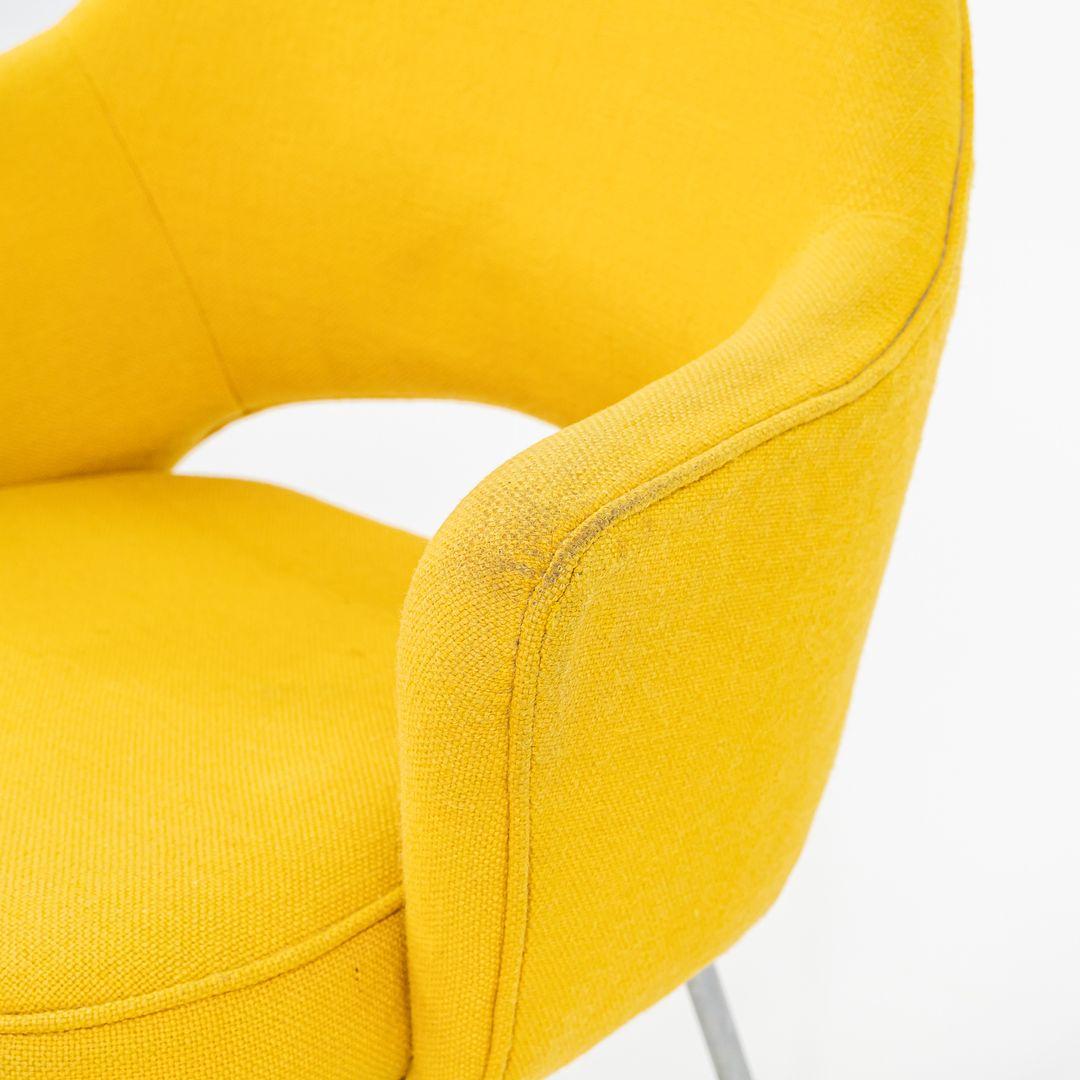 1960s Eero Saarinen for Knoll Executive Arm Chair in Yellow Hopsack Fabric For Sale 1