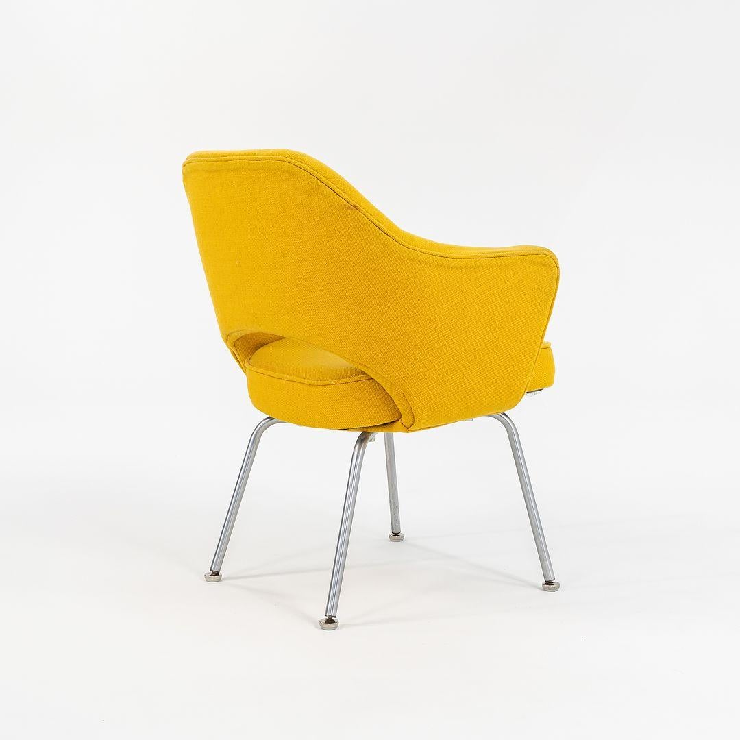 1960s Eero Saarinen for Knoll Executive Arm Chair in Yellow Hopsack Fabric For Sale 2