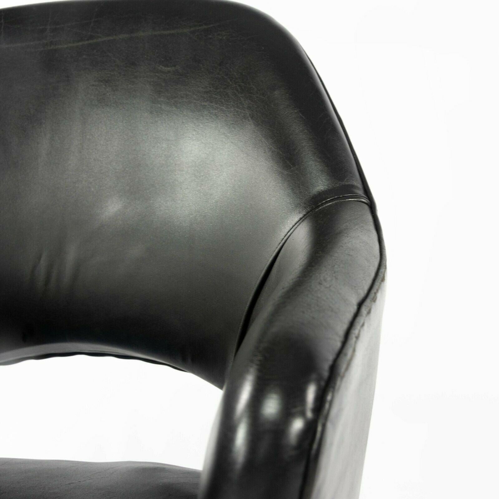 1960s Eero Saarinen for Knoll Executive Dining Arm Chair in Black Leather For Sale 5
