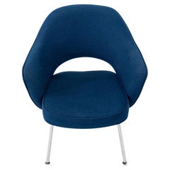 1960s Eero Saarinen for Knoll Executive Dining Arm Chair in Blue Fabric