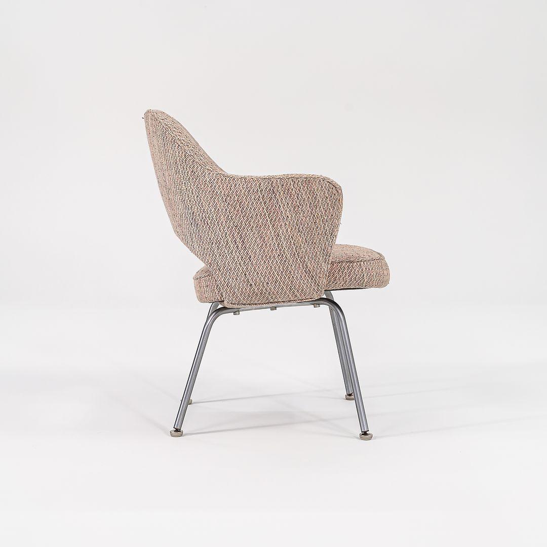 Modern 1960s Eero Saarinen for Knoll Executive Dining Chair Arm in Beige Fabric For Sale