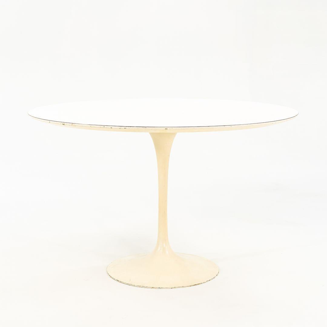 1960s Eero Saarinen for Knoll Pedestal Dining Table in White Laminate 47
