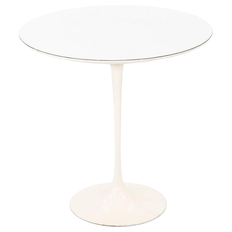1960s Eero Saarinen for Knoll Tulip Side Table with White Laminate 20" Top