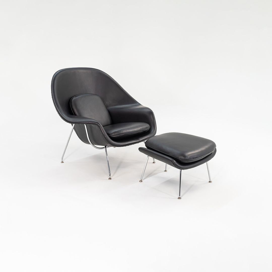 Modern 1960s Eero Saarinen for Knoll Womb Chair and Ottoman in New Leather For Sale