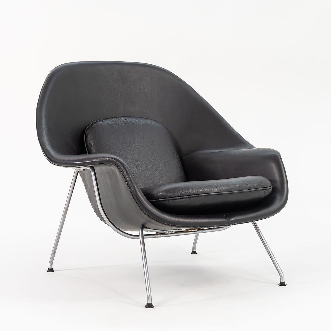 Américain Chaise et pouf Eero Saarinen for Knoll Womb des années 1960 en cuir neuf, modèle 70L en vente