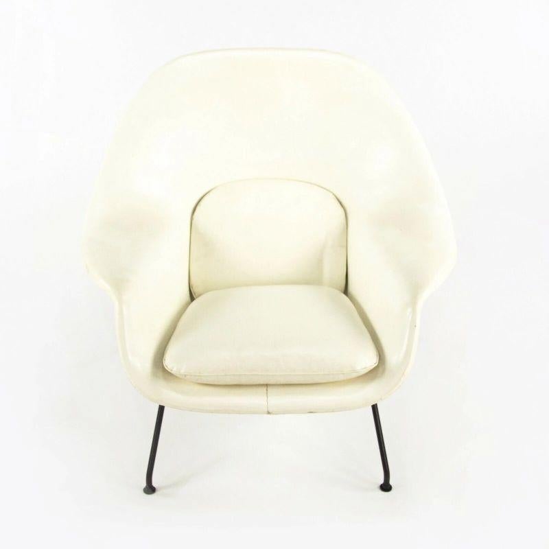 1960s Eero Saarinen for Knoll Womb Chair with Original White Vinyl Upholstery For Sale 2