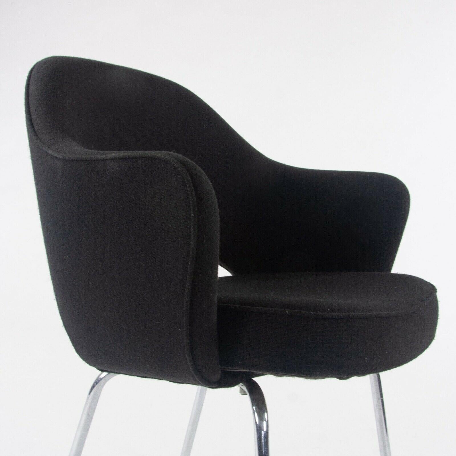 1960s Eero Saarinen Knoll International Black Fabric Executive Arm Dining Chair For Sale 5