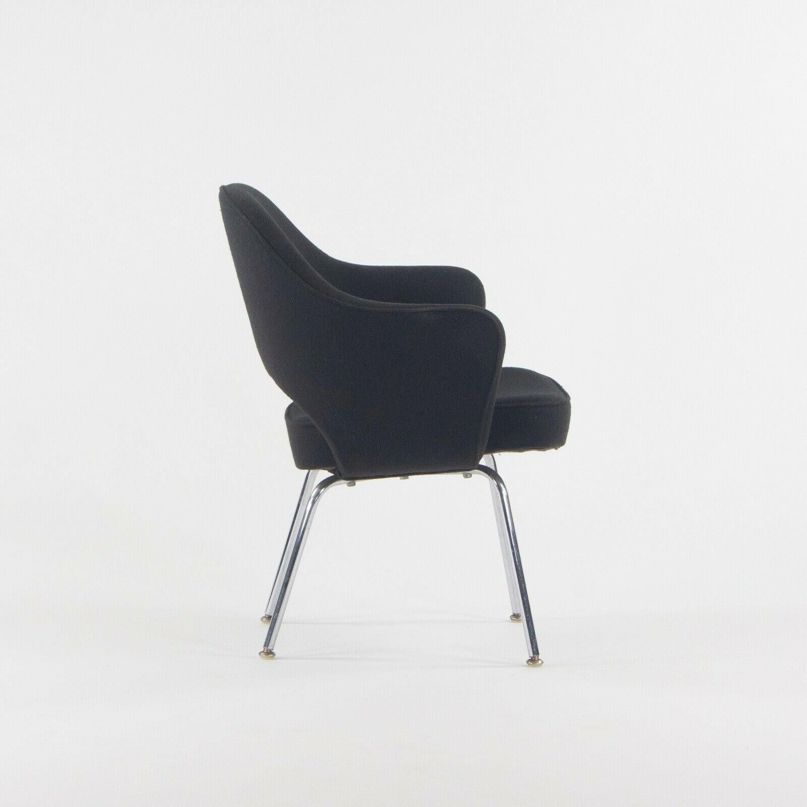 Modern 1960s Eero Saarinen Knoll International Black Fabric Executive Arm Dining Chair For Sale