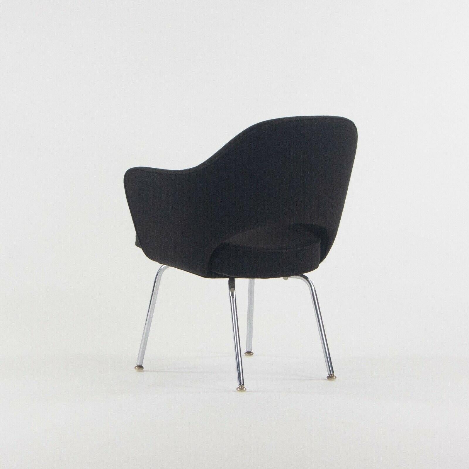 Mid-20th Century 1960s Eero Saarinen Knoll International Black Fabric Executive Arm Dining Chair For Sale