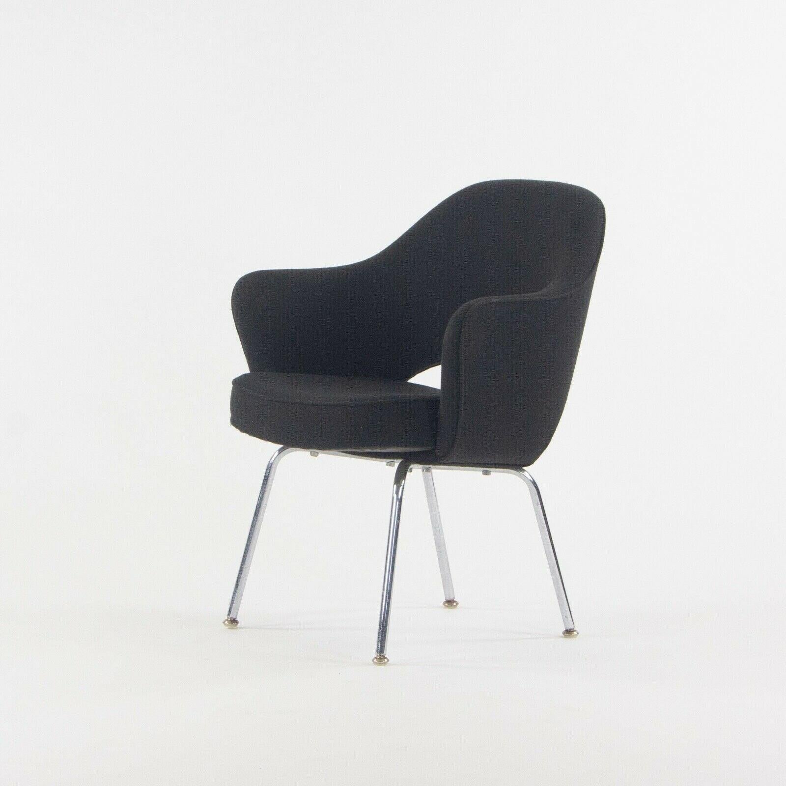 1960s Eero Saarinen Knoll International Black Fabric Executive Arm Dining Chair For Sale 1